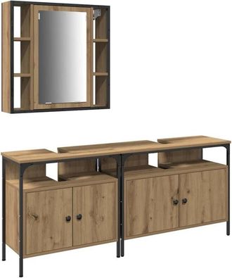 vidaXL Vidaxl - Conjunto de tocador de 3 piezas en madera de roble hecho a mano