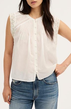 Madewell Lace Trim Sleeveless Top in True White at Nordstrom, Size Xx-Large