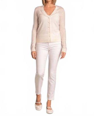N&deg;21 V-Neck Full Length Cardigan In Ivory