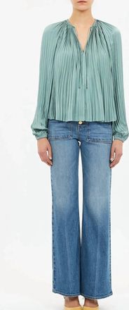 Ulla Johnson Electra Long Sleeve Blouse In Sea Glass