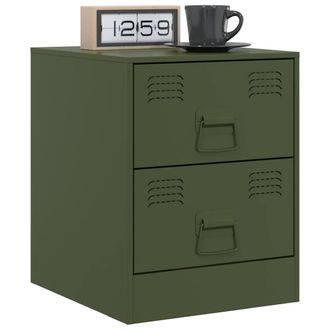 Berkfield Home Durable Bedside Cabinets 2 pcs Green 34.5x39x44 cm Steel