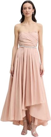 Pinko Dattero Taffeta Jurk - Dames - Avondkleed - Beige - L - Leer - Kleedjes