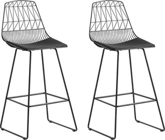 Beliani Beliani - Conjunto De 2 Sillas De Bar De Metal Negro Cojines De Asiento De Piel Sint&eacute;tica Moderno Preston