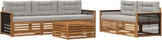vidaXL Conjunto De Sof&aacute;s De Exterior 6 Uds. Natural Y Gris Claro Vidaxl