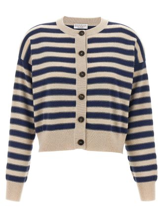 Brunello Cucinelli Sparkling Stripes Sweaters And Cardigans Multicolor