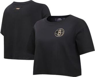 Pro Standard Womens Pro Standard Black Brooklyn Nets Holiday Glam Boxy T-Shirt at Nordstrom, Size X-Large