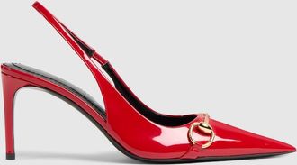 Gucci Womens Donna Slingback Pump, Red, Leather