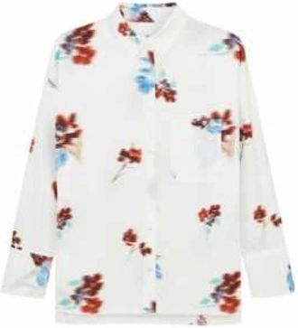 Paul Smith Overhemden, Dames, Wit, 2Xs, Katoen, Bloemen Katoenen Overhemd