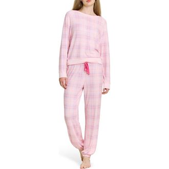 Honeydew Intimates Star Seeker Brushed Jersey Pajamas in Budding Plaid at Nordstrom, Size X-Large