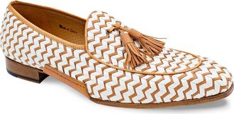 Mezlan Santa Tassel Bit Woven Leather Loafer in Bone /Camel at Nordstrom Rack, Size 11.5
