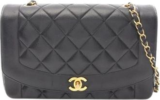 Chanel Pre-owned Matelasse Diana Flap Lambskin Schoudertas - Dames - Vintage Schoudertas - Zwart - ONE Size - Leer - Vintage