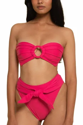 Montce Swim Tori Ties Bandeau Bikini Top In Raspberry