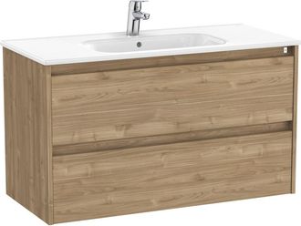 Roca Roca - Pack Unik Mueble De 2 Cajones + Lavabo Tenet Color: Nogal - Medidas: 985x460x565 Mm