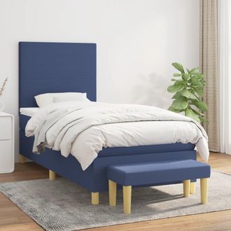 vidaXL Vidaxl - Cama Box Spring Con Colch&oacute;n Tela Azul 80x200 Cm