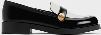 Charles & Keith Hettie Two-Tone Metallic-Buckle Strap Loafers