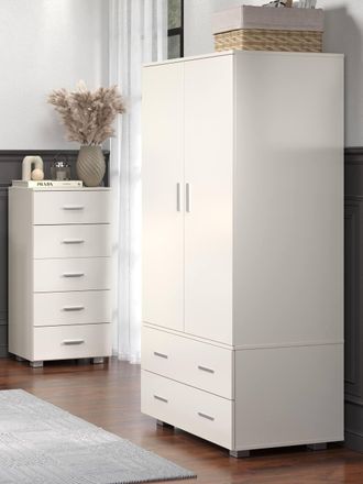 Core 10 Lido 2 Door, 2 Drawer Low Wardrobe in White