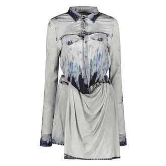 Diesel Kleedjes, Dames, Blauw, M, Denim, Tweedelig jurkje met denim effect en rok