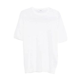 Lardini T-Shirts, male, White, Size: L Ribbed Linen T-shirt