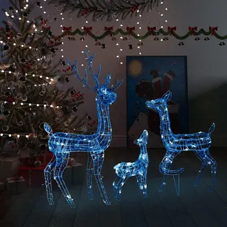 vidaXL Familia De Renos De Navidad Acr&iacute;lico 300 Leds Azules Vidaxl