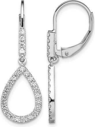 Diamond2Deal 14K White Gold 1/2 ct Lab Grown Diamond Teardrop Leverback Earrings VS Clarity, G-H Color