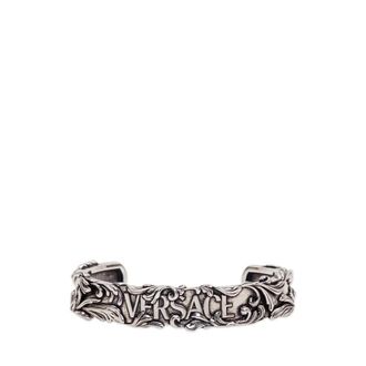 Versace Barocco Cuff Bracelet - Heren - Armbanden - Grijs - M - Leer - Accessoires
