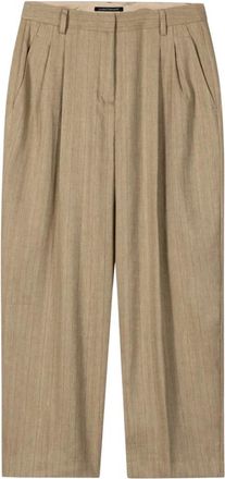 Luisa Cerano Broeken, Dames, Beige, XS, Linnen, Cropped Broeken