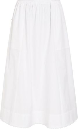 Vince Scalloped Cotton Midi Skirt - White - S (UK8-10 / S)