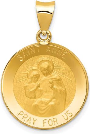 Diamond2Deal 14k Yellow Gold Polished and Satin St. Anne Medal Hollow Pendant