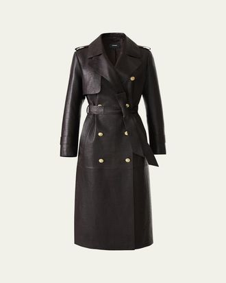 Mackage Gael-NV Croc-Embossed Leather Trench Coat