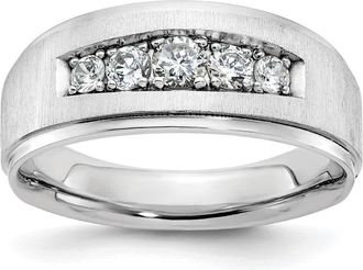 Diamond2Deal 14k White Gold Lab Grown Diamond 5-Stone Band Ring 1/2Ct Clarity- VS Color- G-H