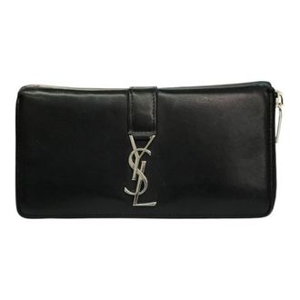 Saint Laurent Black Leather Long Wallet (Bi-Fold) (Pre-Owned)