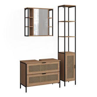 Vicco Juego De Muebles De Ba&ntilde;o De 3 Piezas Linara, Roble, Juego De 3, Vicco