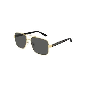 Gucci Aviator Zonnebril - Heren - Zonnebrillen - Geel - 60 MM - Leer - Accessoires