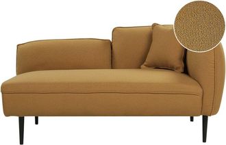 Beliani Beliani - Right Hand Boucle Chaise Lounge with Cushion Metal Legs Mustard Yellow Chevannes