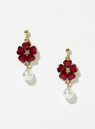 Simons Womens Flower and pearl earrings