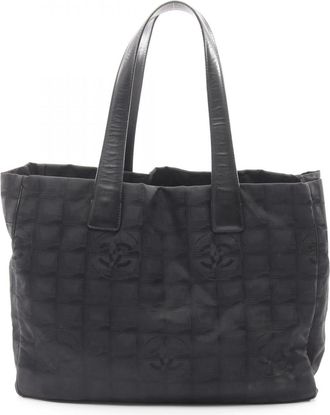 Chanel Black Nylon Canvas Leather Tote Bag (Pre-Owned)