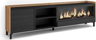 Skraut Home Skraut Home - Mueble Tv, Televisi&oacute;n, Muebles De Sal&oacute;n, Almacenaje, 212x35x61cm, Para Tv Hasta 80, Chimenea El&eacute;ctrica Xxl, Dise&ntilde;o Industrial, Estilo Mo