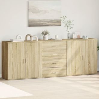 Berkfield Home Sideboards 3 pcs Sonoma Oak Engineered Wood in Brown
