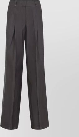 PESERICO cotton and silk high-rise straight-leg trousers