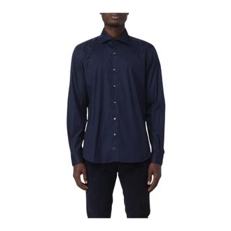 Fay Casual Shirts, male, Blue, Size: S Classic Navy Mens Shirt