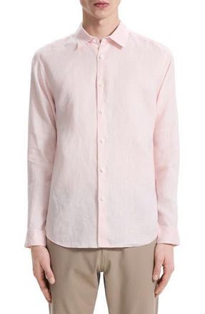 Theory Irving Solid Linen Button-Up Shirt in Pale Pink at Nordstrom Rack, Size Xx-Large