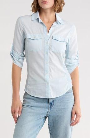 James Perse Three-Quarter Sleeve Button-Up Shirt in Memory at Nordstrom Rack, Size 0