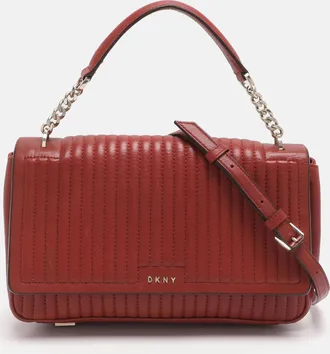 DKNY Dkny Gansevoort Brique Red Quilted Leather Shoulder Bag