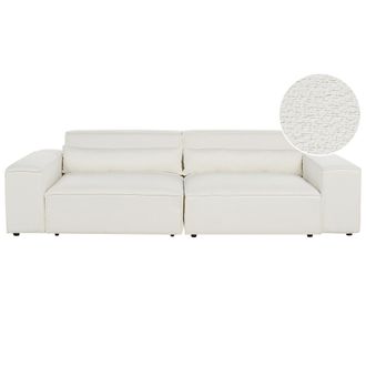 Beliani Moderno Sof&aacute; Modular 2 Plazas Tapizado De Boucl&eacute; Blanco Hellnar