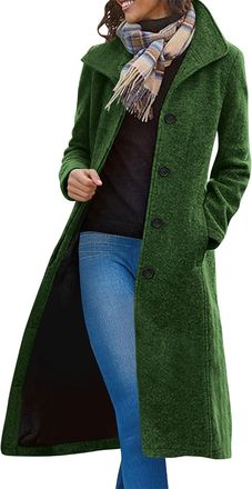 Generic Women Wool Trench Coats Single Breasted Lapel Long Sleeve Winter Warm Overcoats Casual Comfort Elegant Outdoor Outwear longline coats for women uk Arm