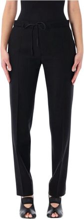Maison Margiela Drawstring Broeken - Dames - Slim Fit Broeken - Zwart - S - Leer - Broeken