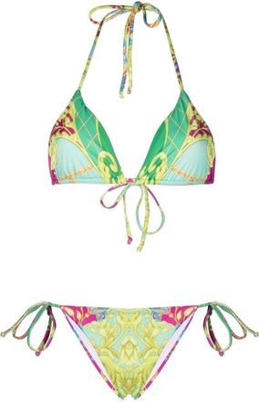 Philipp Plein Baroque-print bikini - women - Polyester/Spandex/Elastane - S - Green
