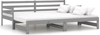 vidaXL Sof&aacute; Cama Extra&iacute;ble Sin Colch&oacute;n Gris 2x(90x200) Cm Vidaxl
