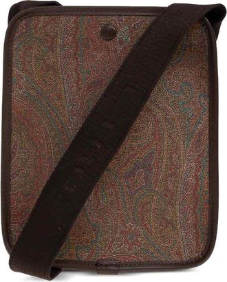 Etro Brown Paisley Jacquard Canvas Shoulder Bag