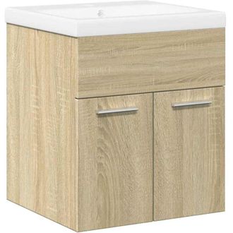 vidaXL 2 Piece Bathroom Furniture Set Sonoma Oak Engineered Wood vidaXL